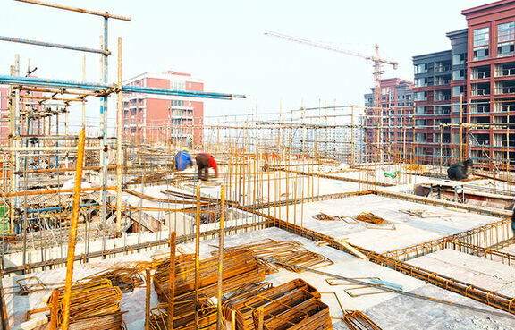 Construction workers on a work site