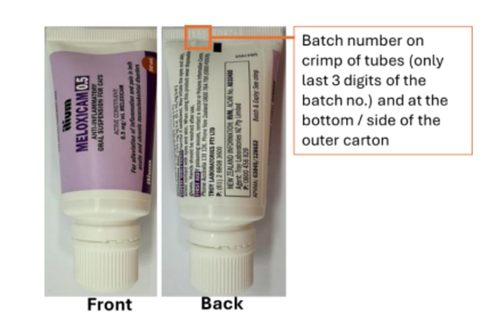 Recall notice - ilium Meloxicam 0.5 anti-inflammatory oral suspension for cats.png Recall notice - ilium Meloxicam 0.5 anti-inflammatory oral suspension for cats.png