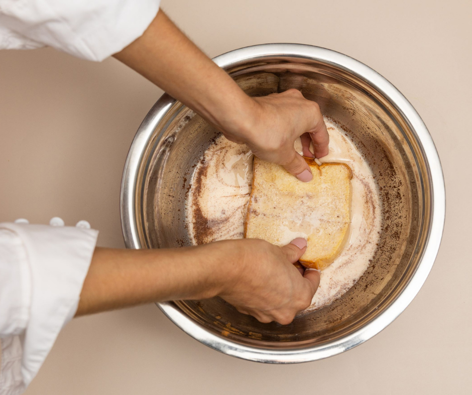 Mothers Day Recipe, Strawberry French Toast, Step 5 dip sandwich in the egg mixture