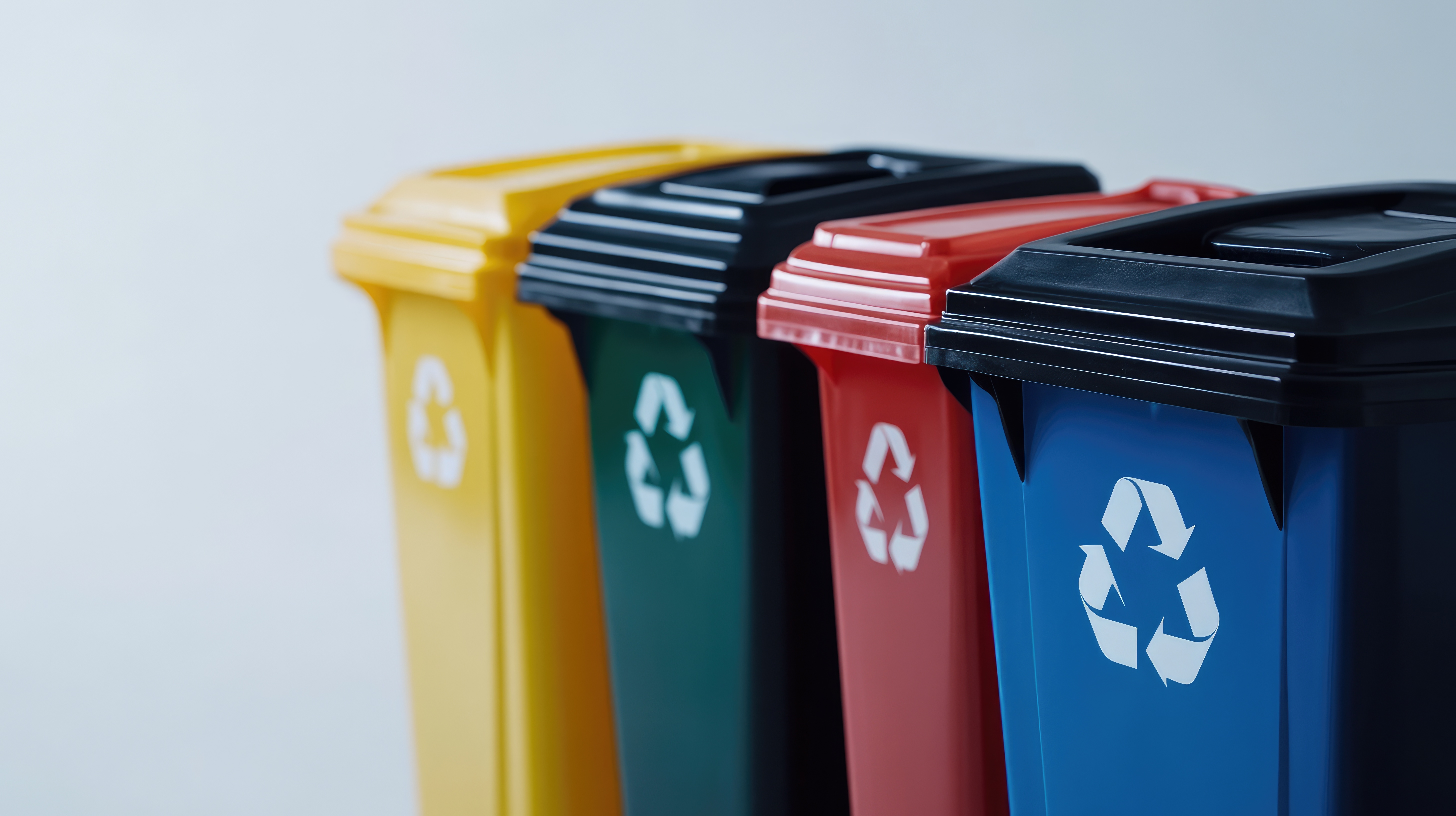 Four recycling bins