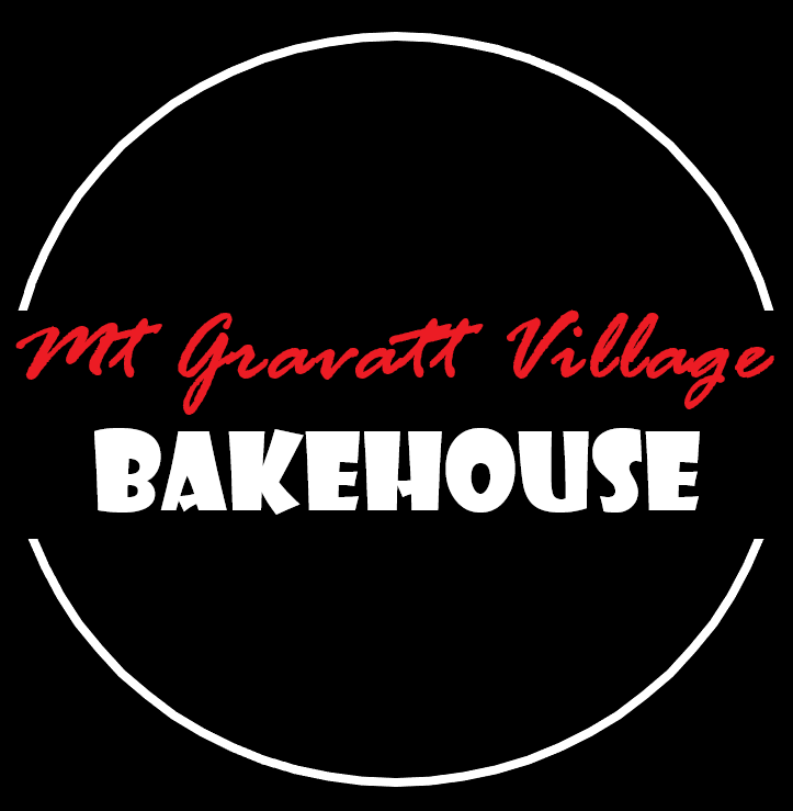 Mount Gravatt Village Bakehouse name with a circle around it.