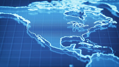 digital blue map of North America