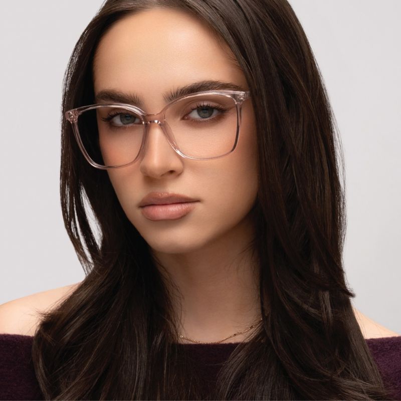 A woman wearing glasses