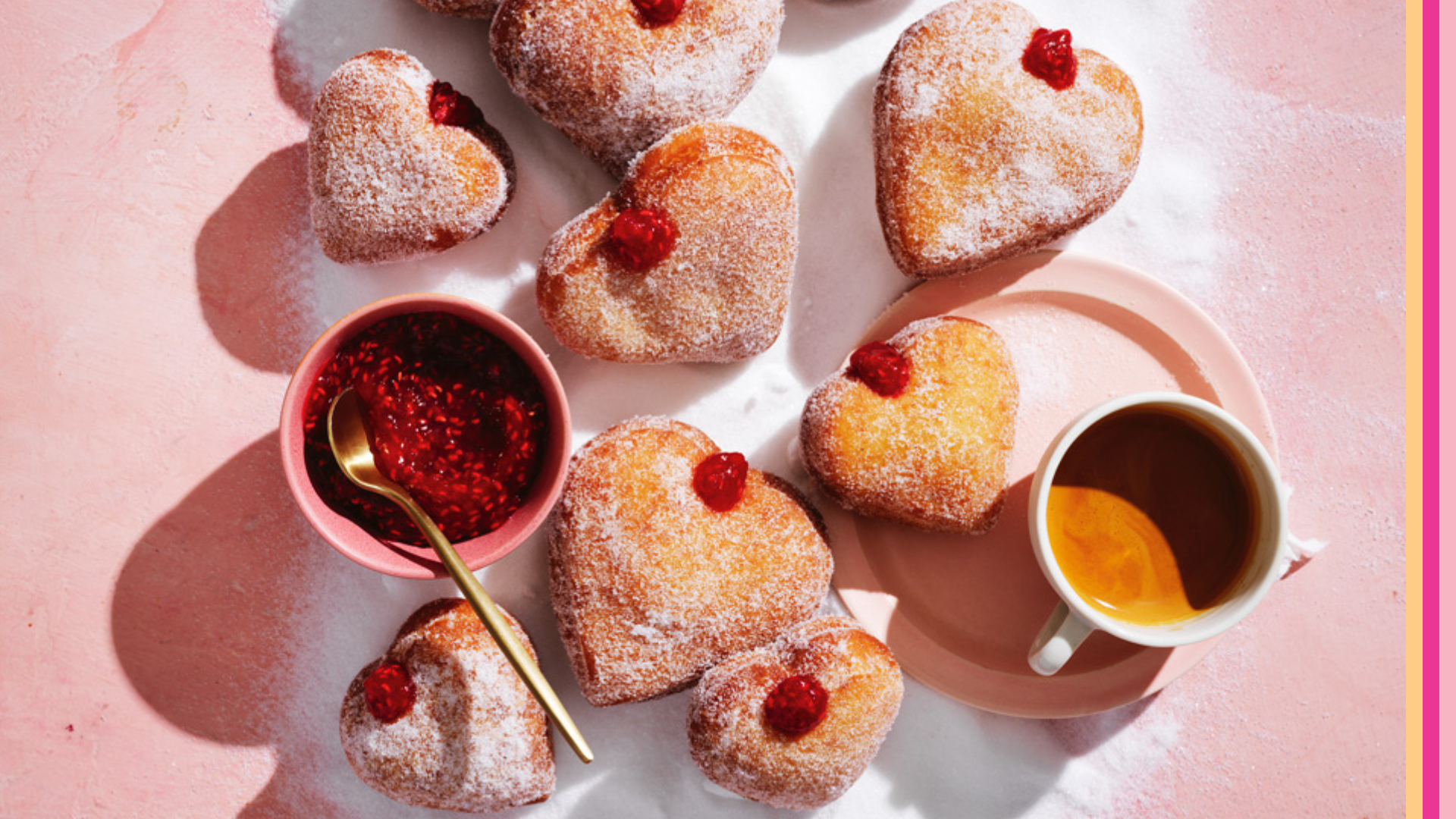 valentines recipe - image of Raspberry Jam Heart Doughnuts
