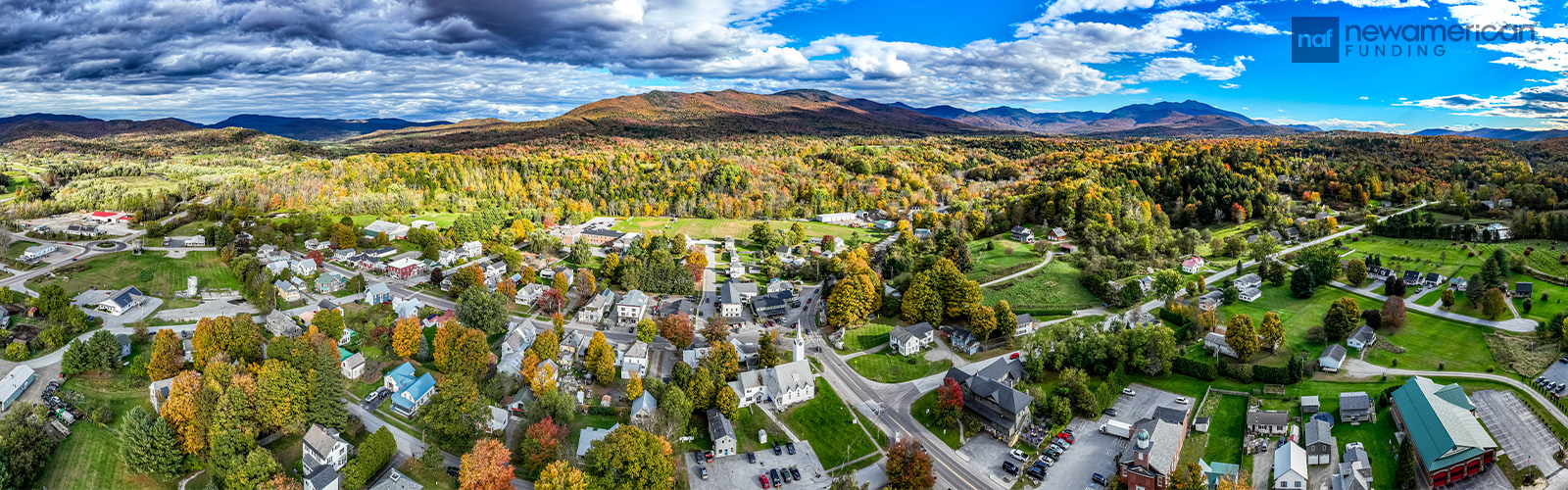 Aerial view of Vermont neighborhood