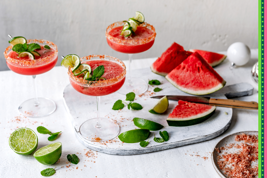 watermelon margarita with chilli salt rim 