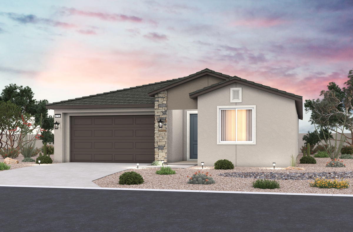home exterior with stucco & brick