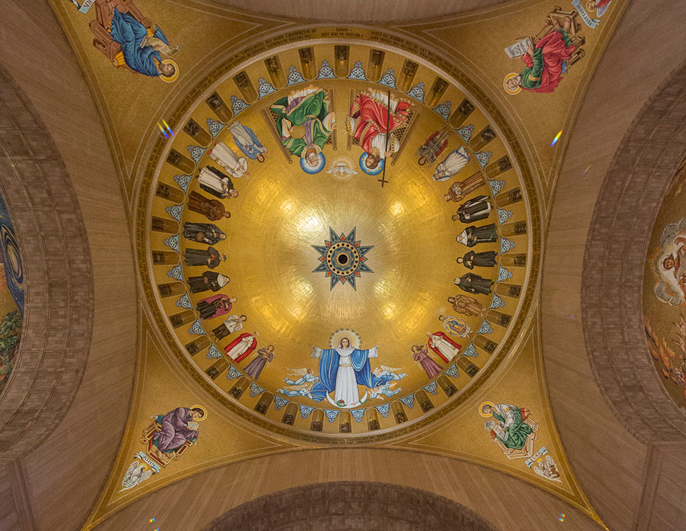 Mosaics adorn the shrine&rsquo;s Trinity Dome, Redemption Dome and Incarnation Dome (top to bottom). The Trinity Dome, completed in 2017, and the Knights of Columbus Incarnation Dome, completed in 2007, received significant financial support from the Order.