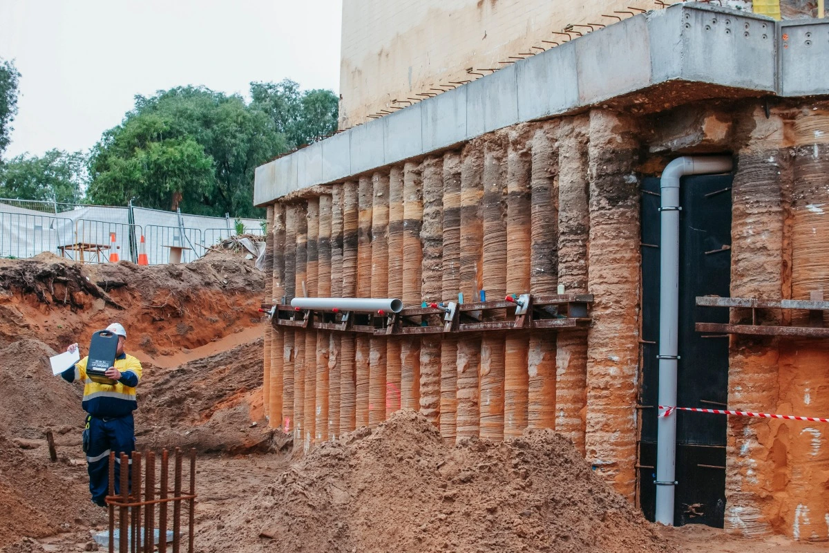 Engineers in excavation site