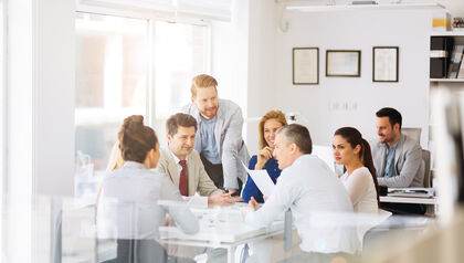 businesspeople and architects planning