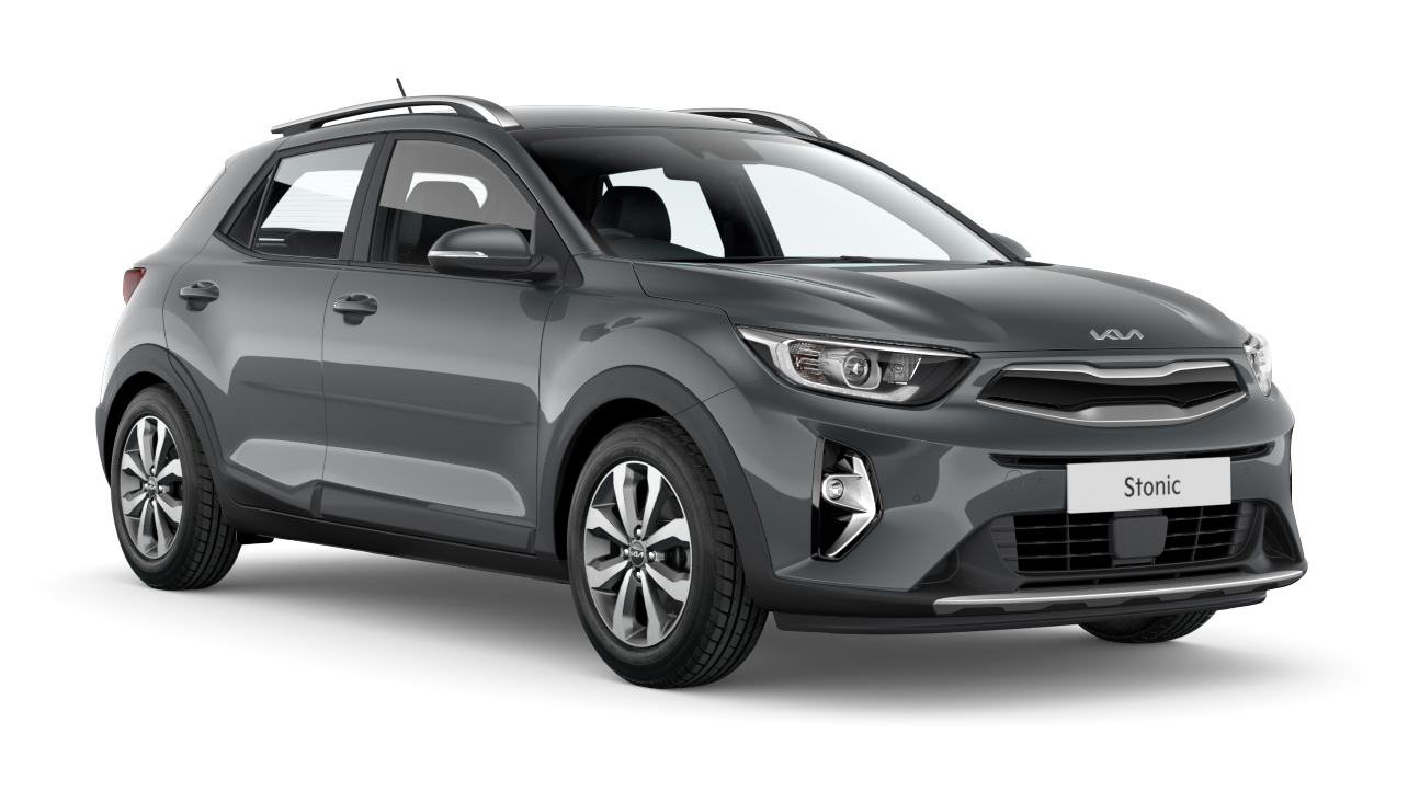 Grey Kia Stonic SUV shown on a plain white background.