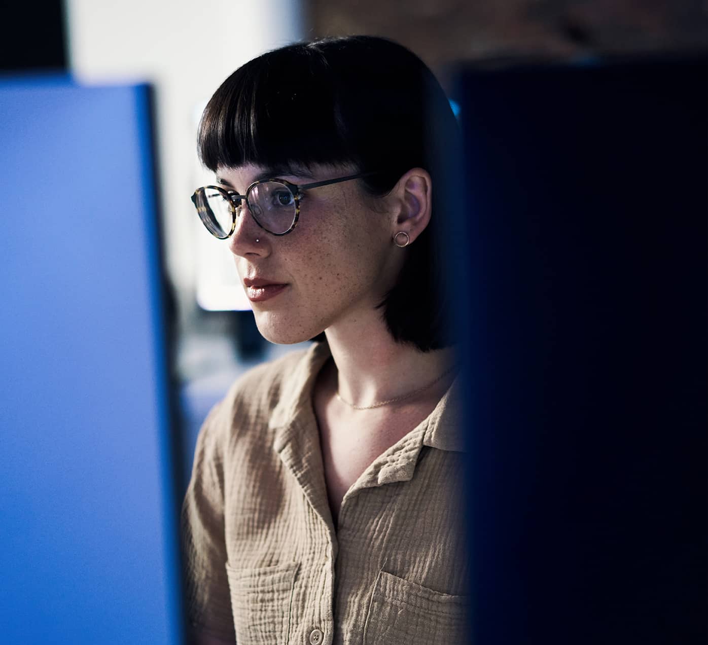 Woman looking at computer