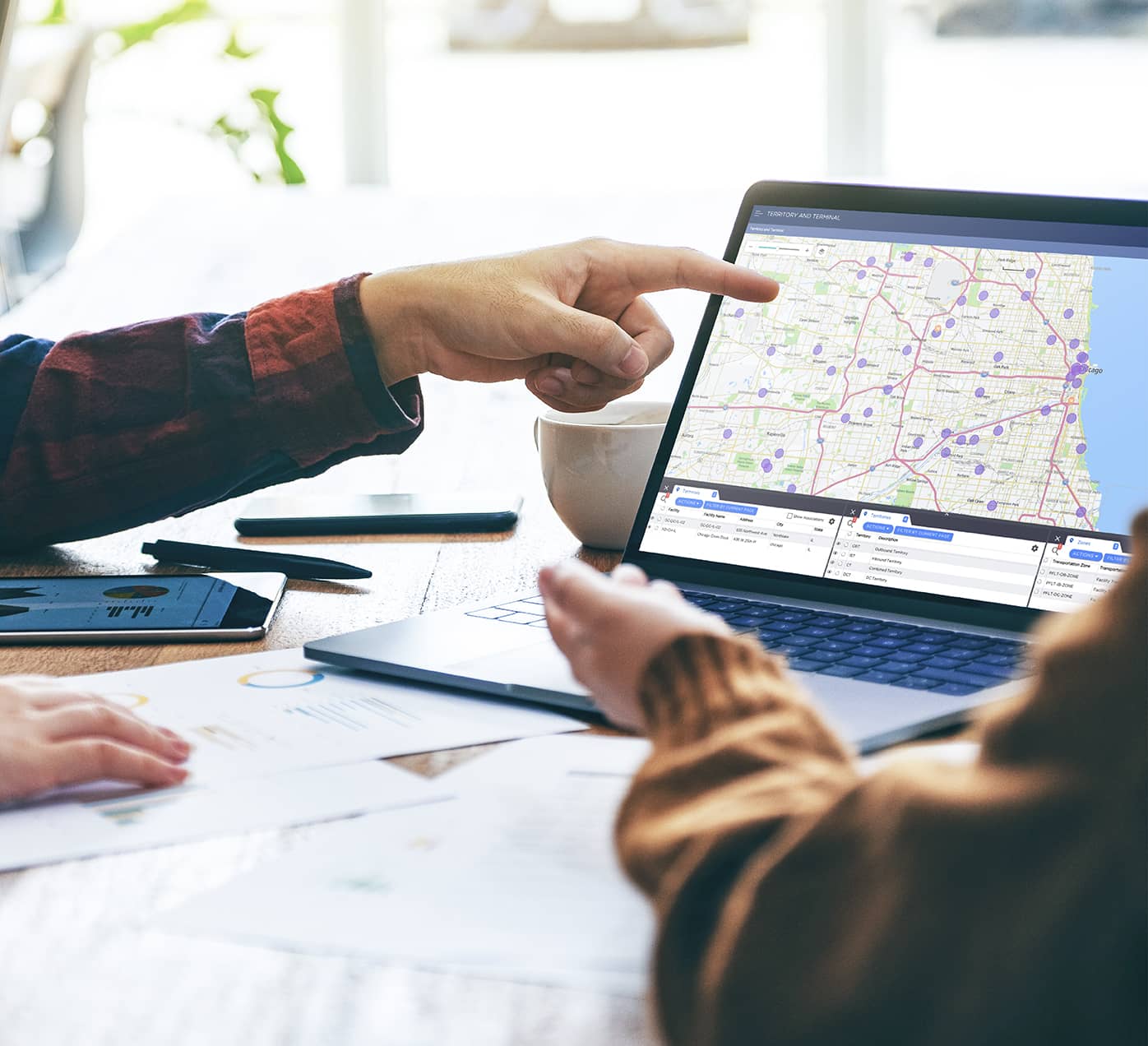 Transportation planning software on a laptop