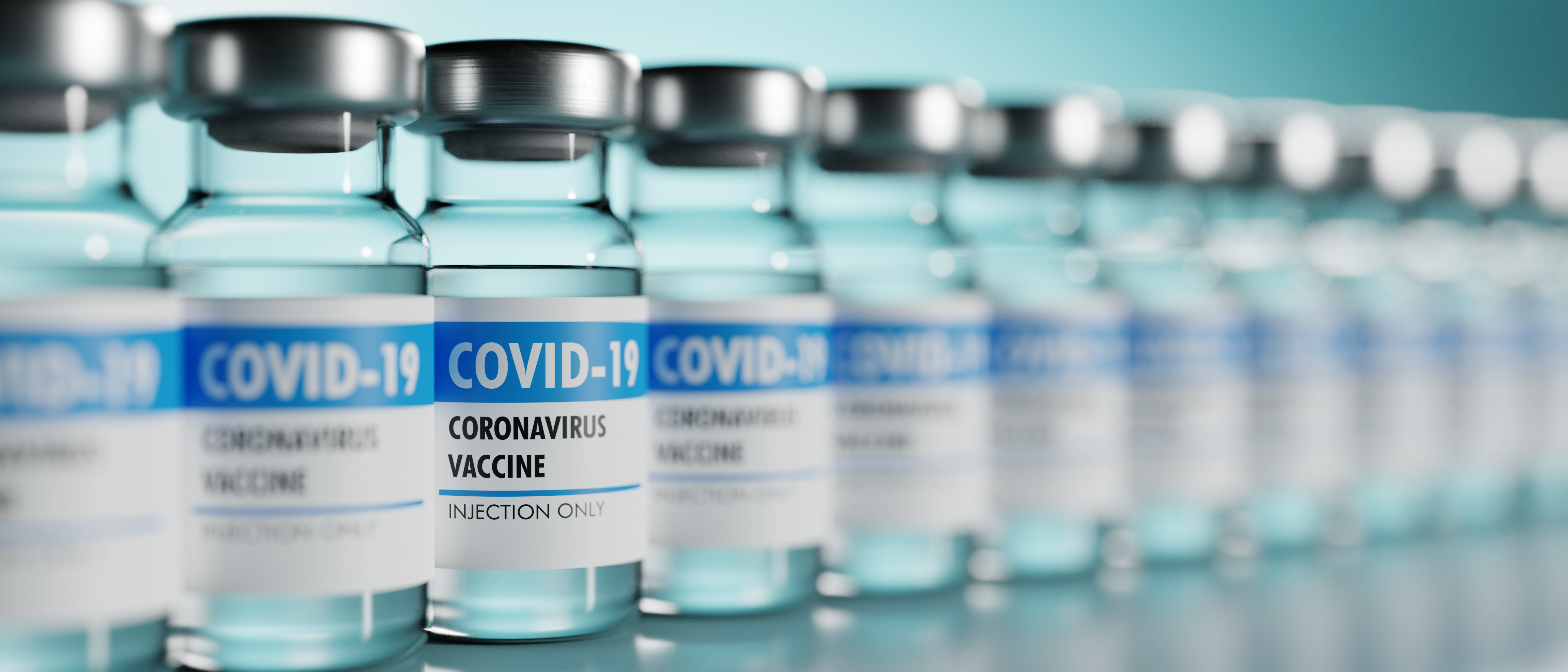 row of COVID-19 vaccine vials