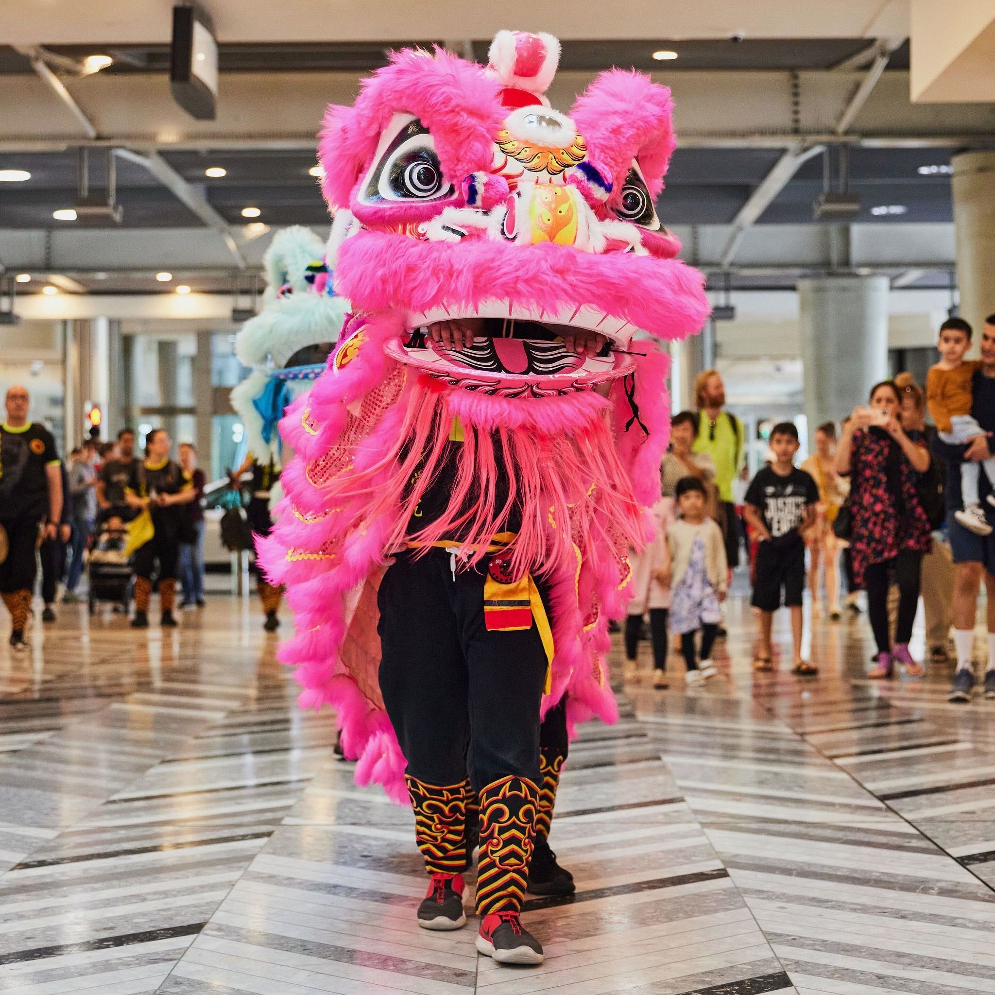 Lunar New Year dragon performance in the  shopping centre