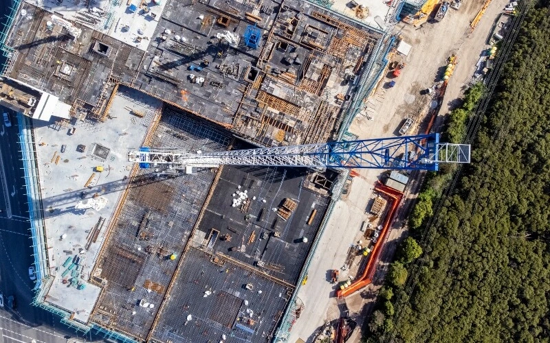 Aerial view of construction site
