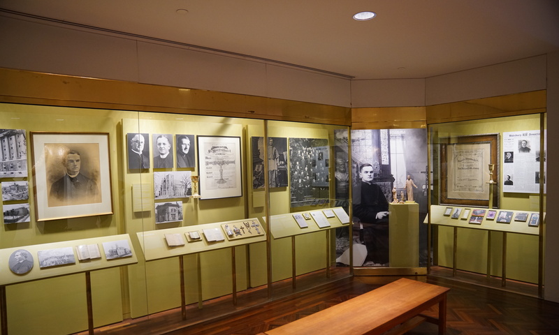 Wall cases of Father Michael J. McGivney Gallery in the New Haven, Connecticut, on October 19, 2017. 