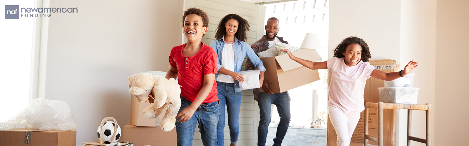 happy family excited moving into their new house