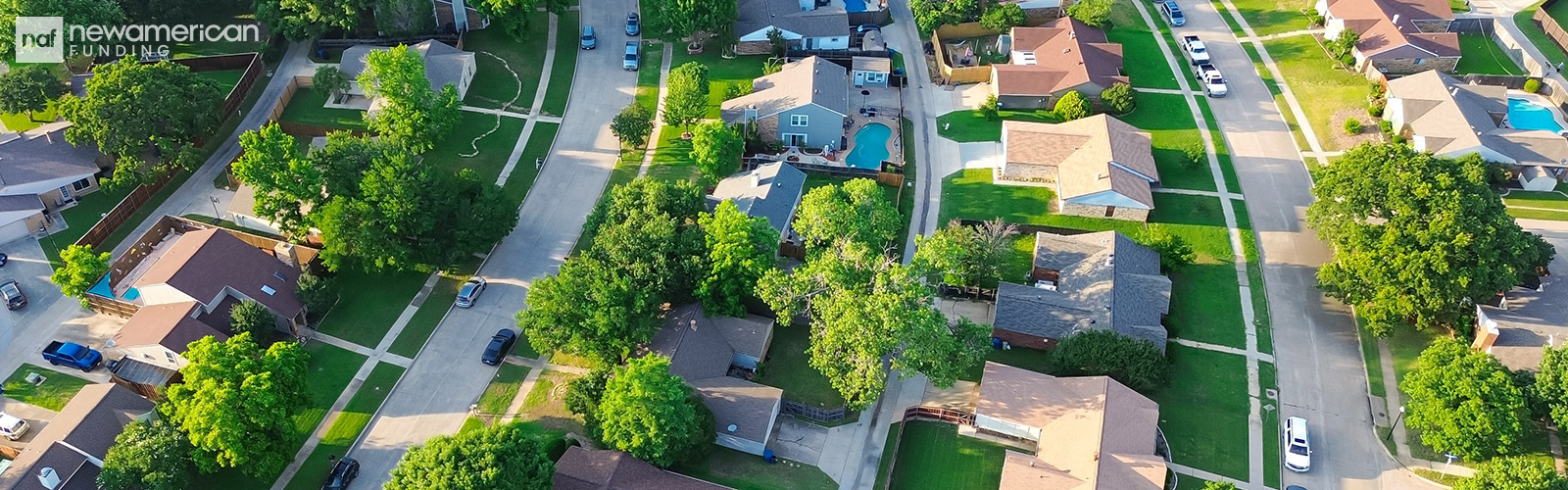 An aerial view of a neighborhood