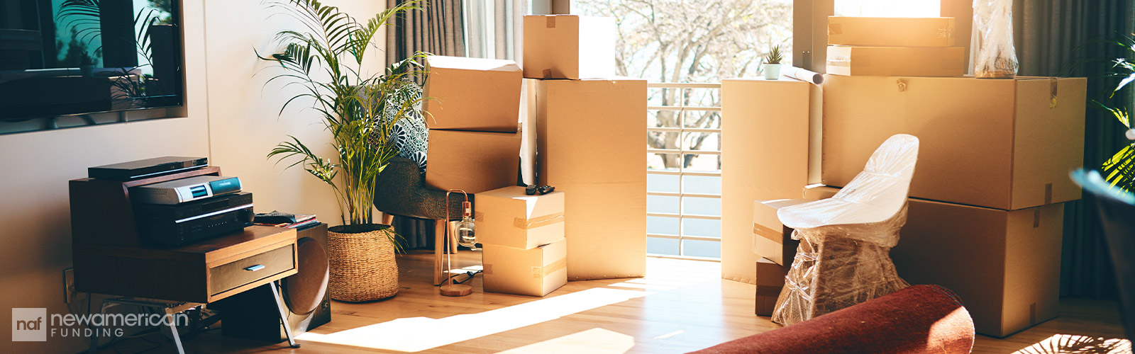 moving boxes in living room