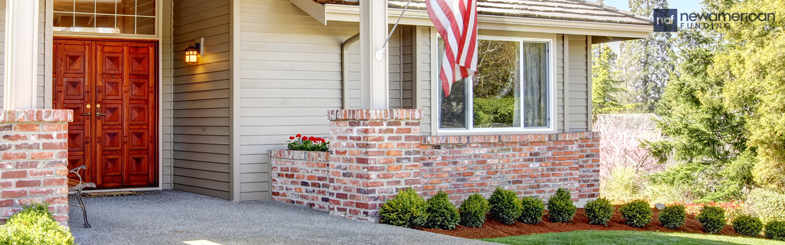 house with an american flag