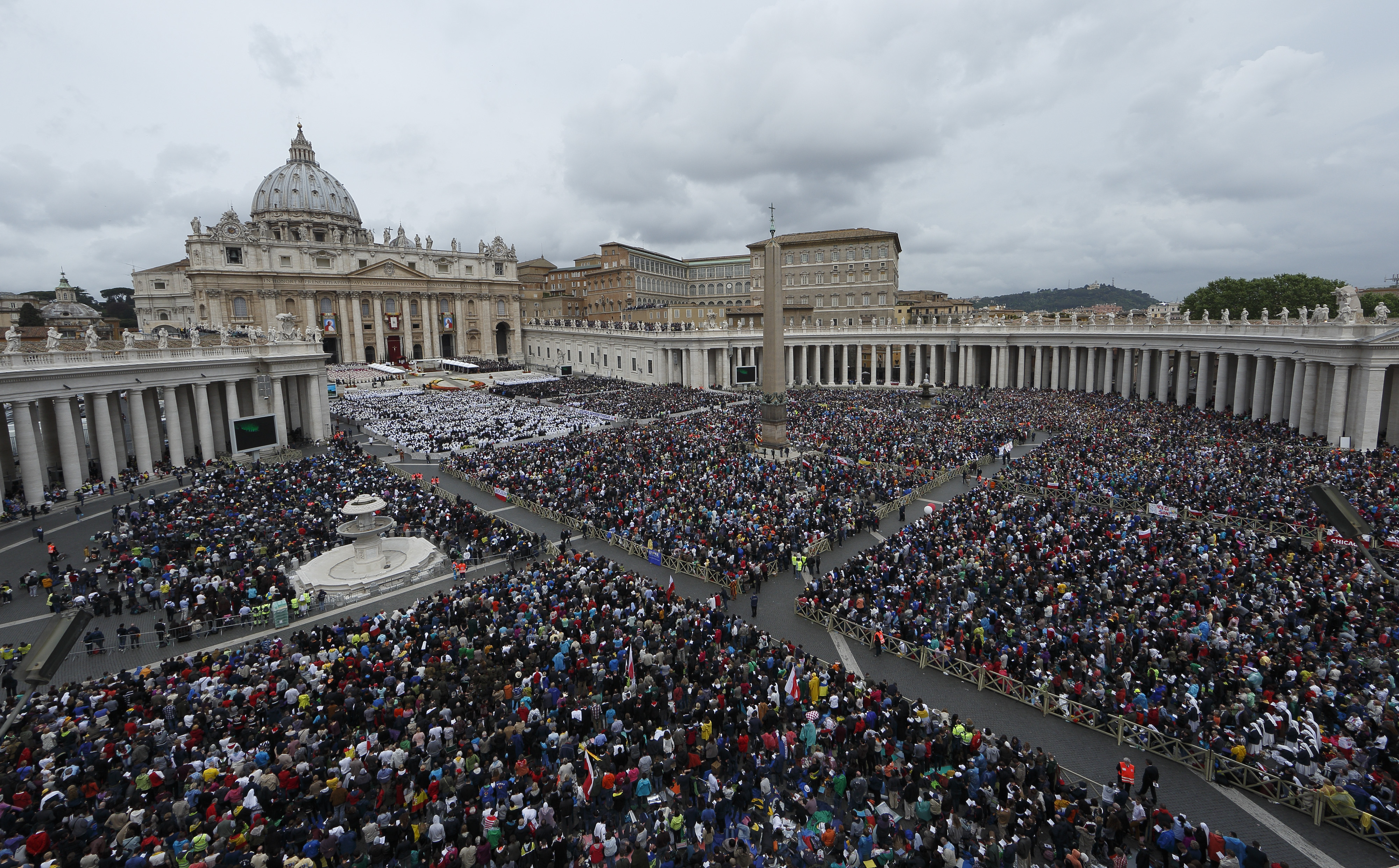 Pope Francis celebrates the canonization Mass of Sts. John XXIII and John Paul II in St. Peter's Square at the Vatican