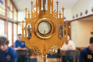 Members of Holy Rosary of Wea Council 12546 in Bucyrus, Kan., pray in the perpetual adoration chapel at Queen of the Holy Rosary Parish