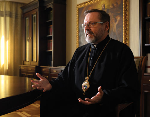 Major Archbishop Shevchuk is pictured at his residence in Kyiv