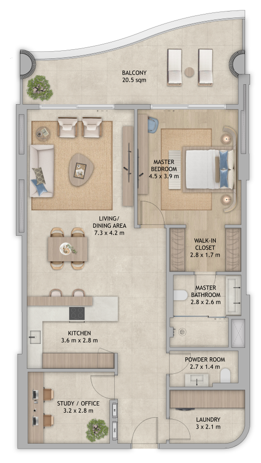 Mamsha Palm Mamsha apartment 1 bedroom typea floor plan