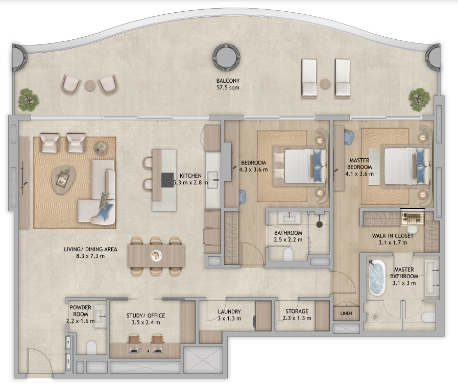 Mamsha Palm Mamsha apartment 2 bedroom typec floor plan