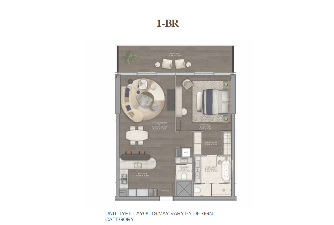Mandarin Oriental Residences Mandarin oriental 1 bedroom Type 1 floor plan