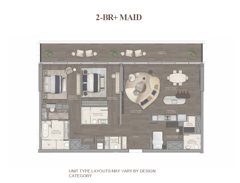 Mandarin Oriental Residences Mandarin oriental 2 bedroom Type 1 floor plan
