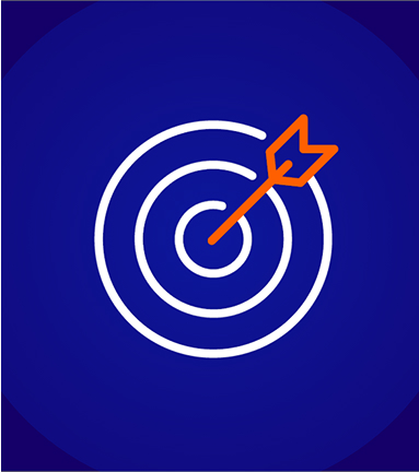 An icon of a white target or bullseye with an orange arrow hitting the center. This represents achieving a goal or meeting a target.