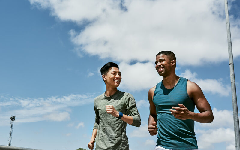 Two men running 
