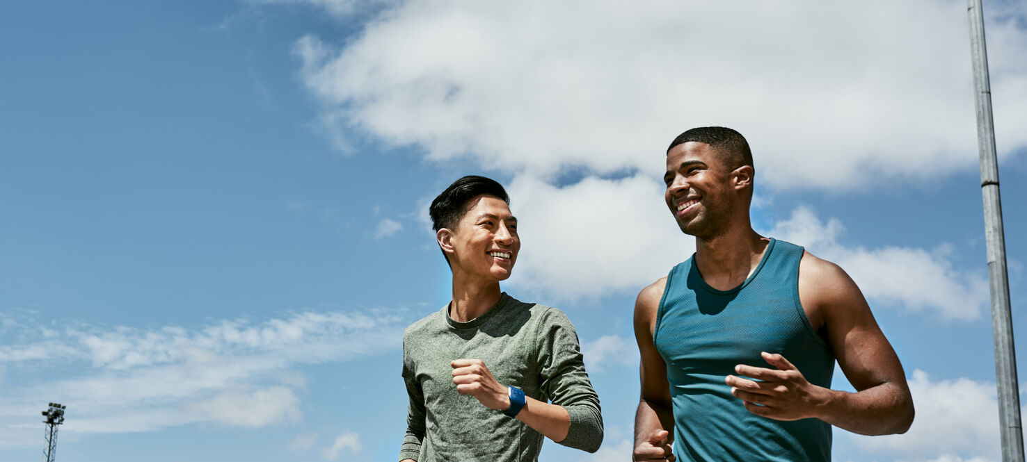 Two men running 