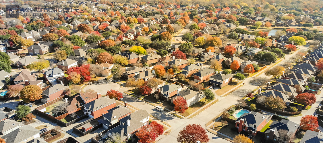 An aerial view of a Dallas neighborhood