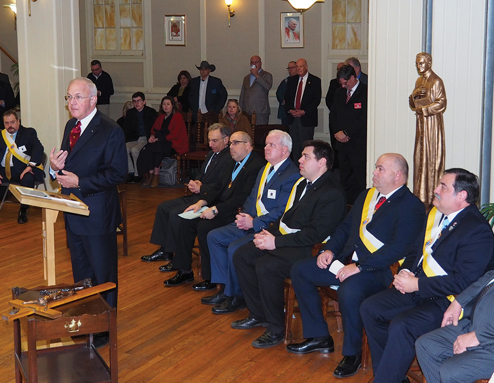 Supreme Knight Carl Anderson delivers remarks at the historic event