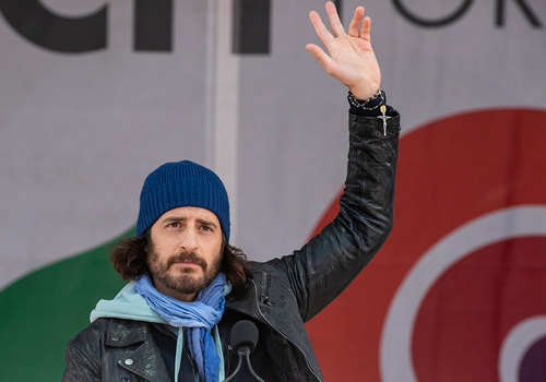 Jonathan Roumie, star of The Chosen, delivered the rally&rsquo;s keynote speech. Roumie, who became a Knight last year, urged marchers to pray the rosary, calling it &ldquo;the greatest weapon we have against the devil.&rdquo;