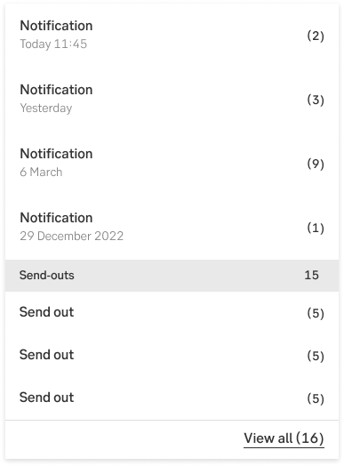 Notification dropdown