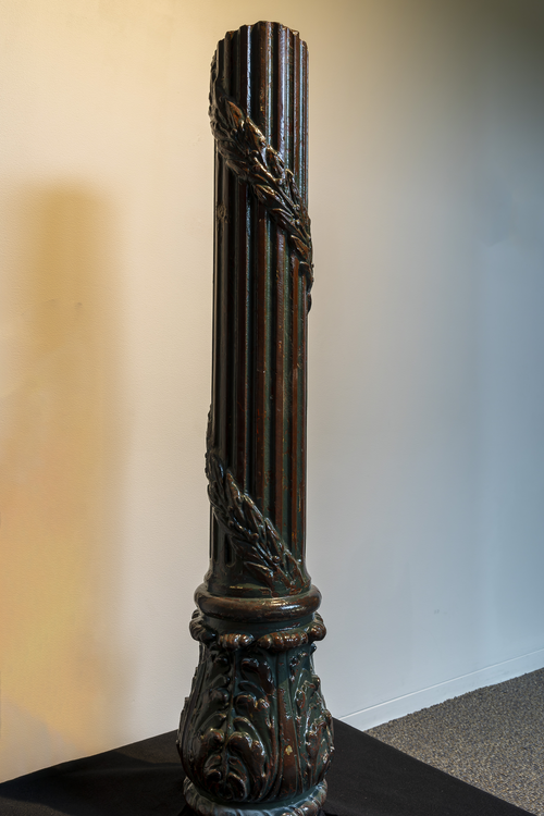 Lamppost fragment was originally positioned on a street neighboring the site of the former World Trade Center in New York City.
