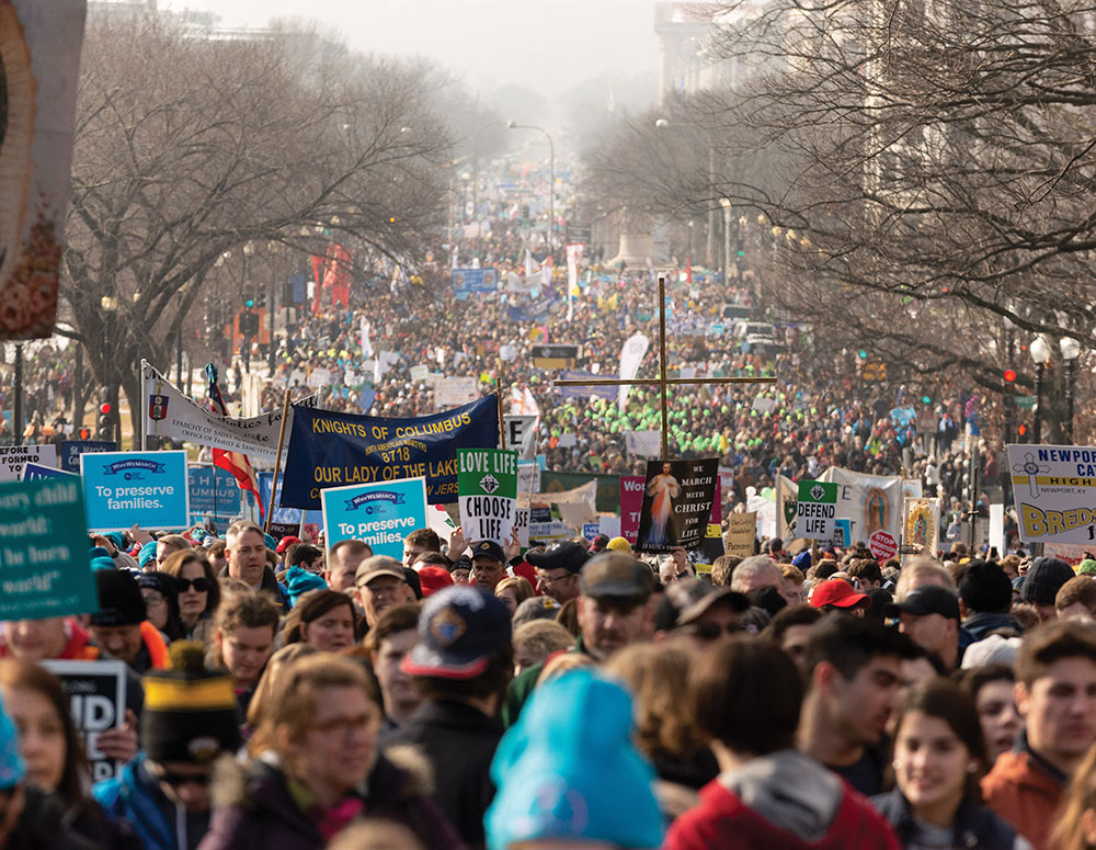 Tens of thousands of people make their way down Constitution Avenue during the 2019 March for Life in Washington, D.C