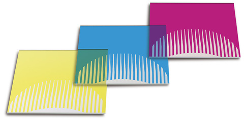 Patterned Filters in magenta, blue and yellow