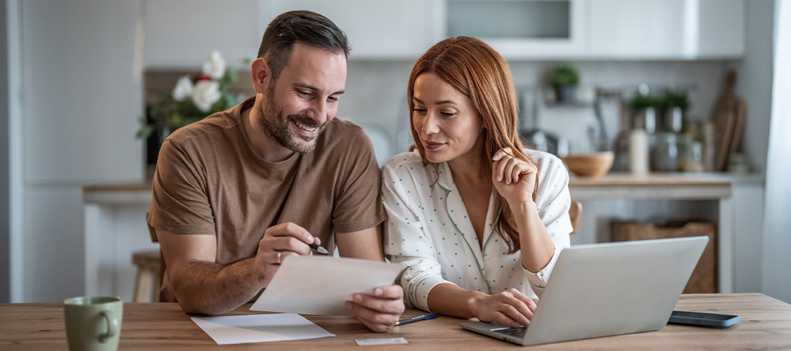 A couple reviewing their finances