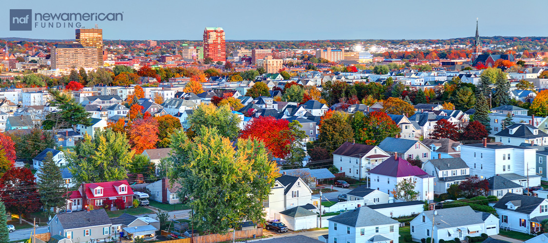 An aerial shot of the city of Manchester, N.H.