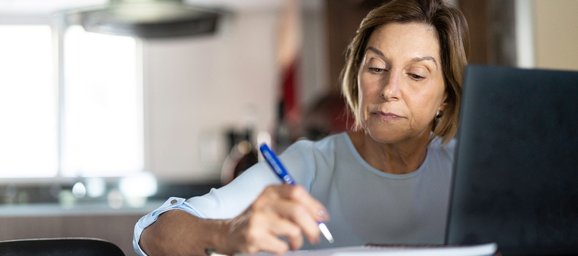A woman working on her finances