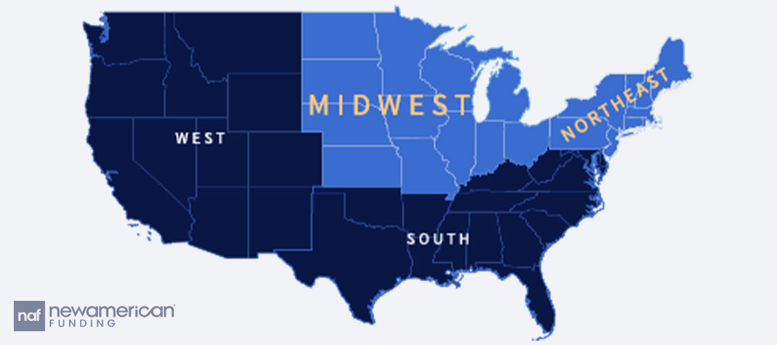 A map of the US.