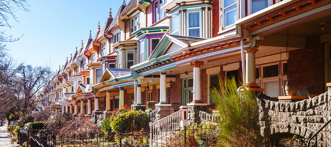 A row of historic homes