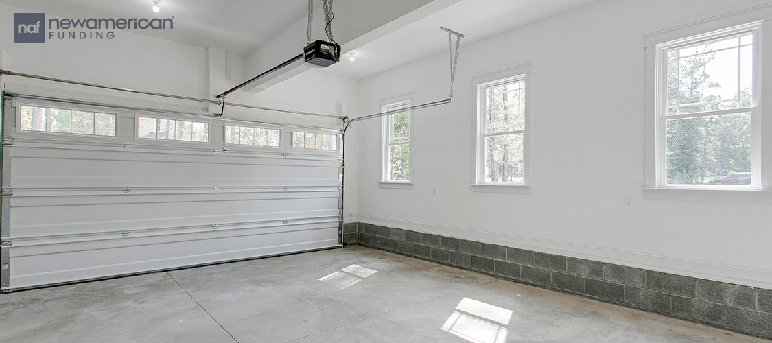 The inside of an empty garage.