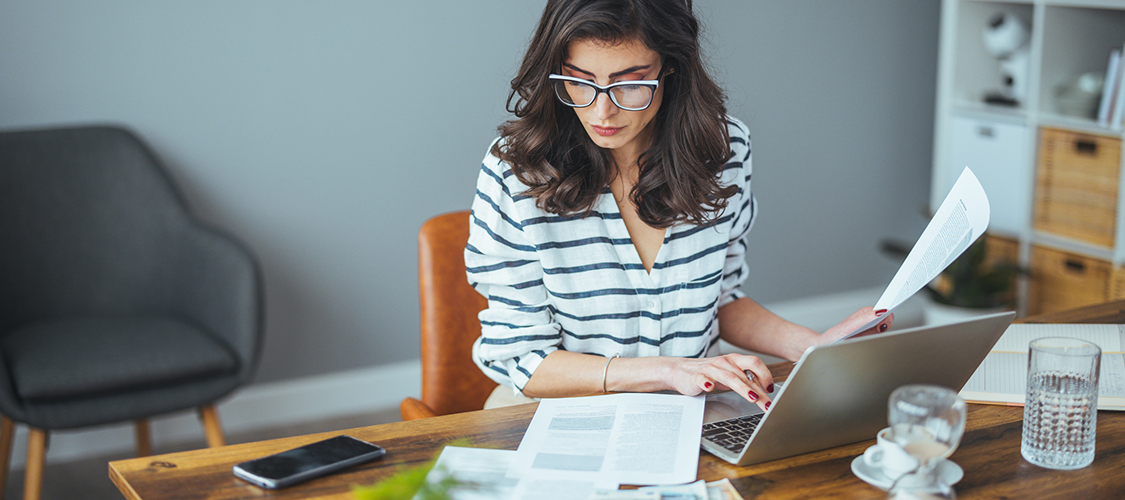 A person doing their taxes