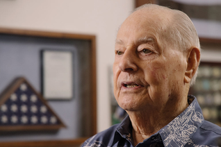 Lou Conter at his home in Grass Valley, Calif., in 2021.